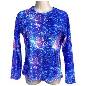 Davena rashguard purple blue swim top size Small S built-in bra nwt